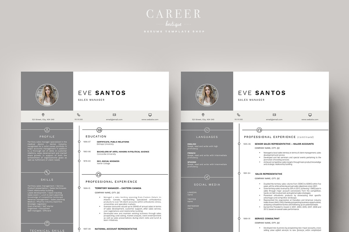 Modern Resume & CoverLetter Template, a Resume Template by careerboutique (Photo 2 of 6)