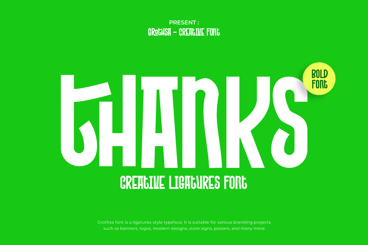 Grothsa - Creative Ligatures Font, a Sans Serif Font by QR Design Studio (Photo 8 of 8)