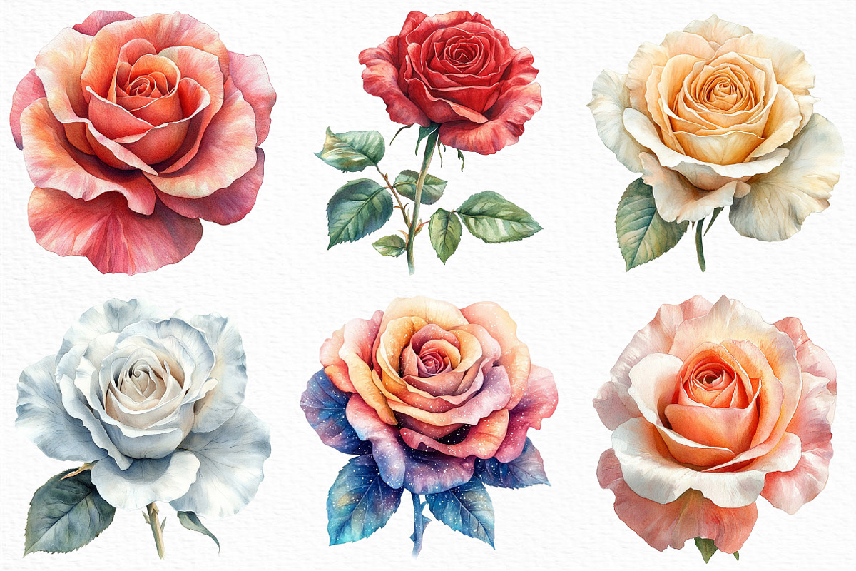 Rose Flower Clipart Bundle, an Illustration by Craft Nest (Photo 5 of 6)
