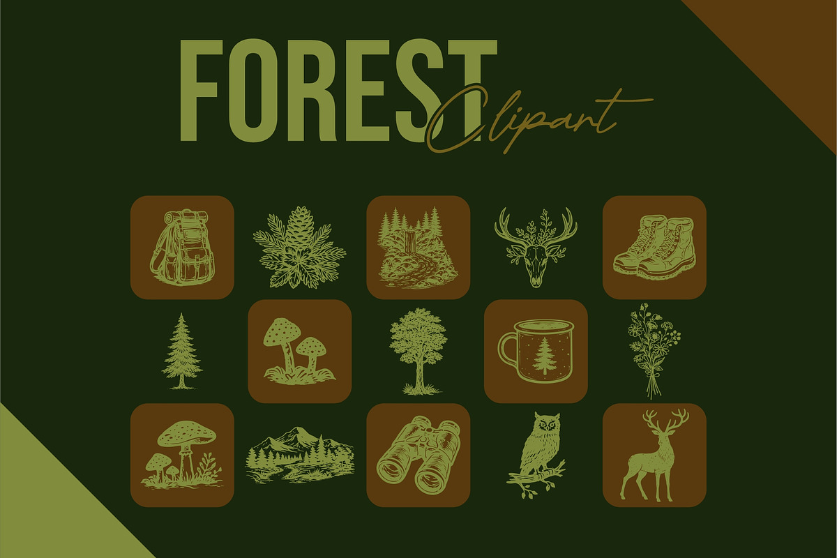 Forest Adventure Hand-Draw Clipart, an Object Illustration by Rasgood (Photo 8 of 9)