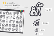 Cat & Dog Line Icons Set, an Outline Icon by Voysla's Shop (Thumbnail 3 of 4)
