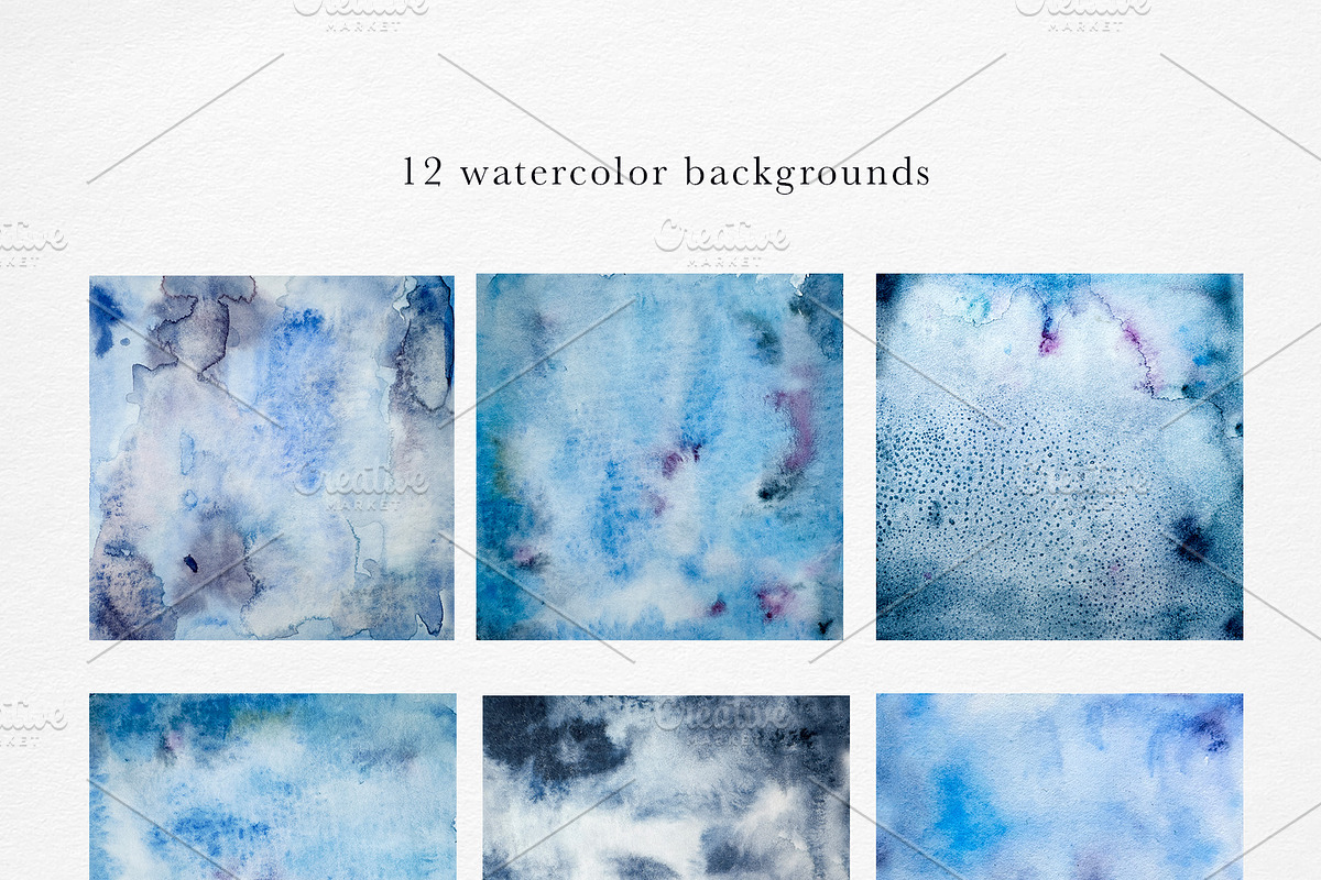 Blue Abstract Watercolor Backgrounds, a Texture Graphic by Navenzeles (Photo 3 of 10)