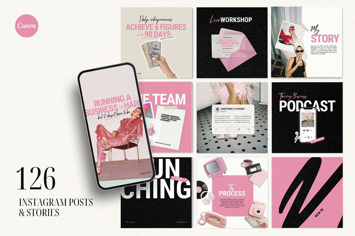 Pink Bold Instagram Template, a Social Media Template by Row Creative (Photo 1 of 10)