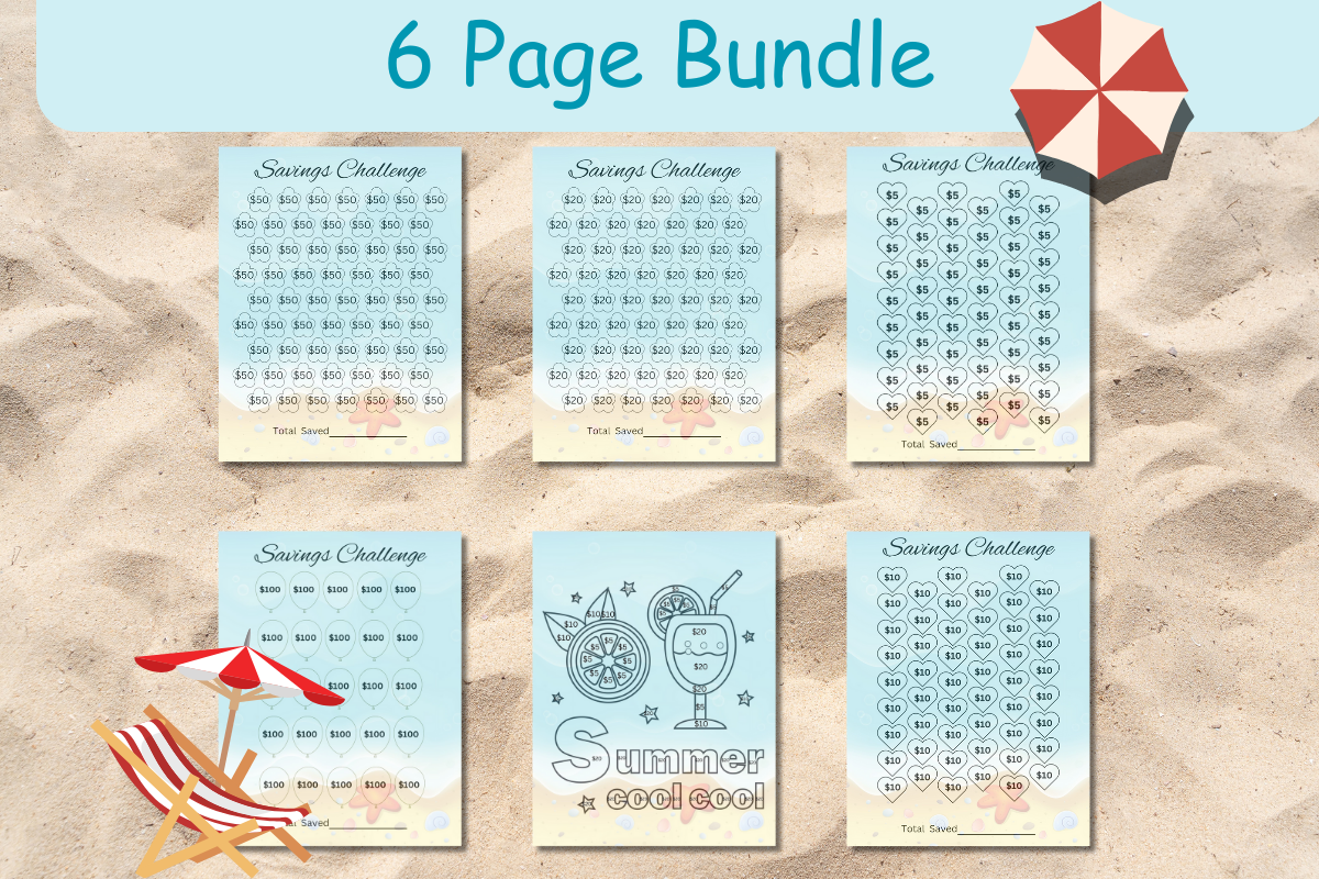 Summer Savings Challenge PNG, a Stationery Template by Pixels N Bows (Photo 2 of 3)