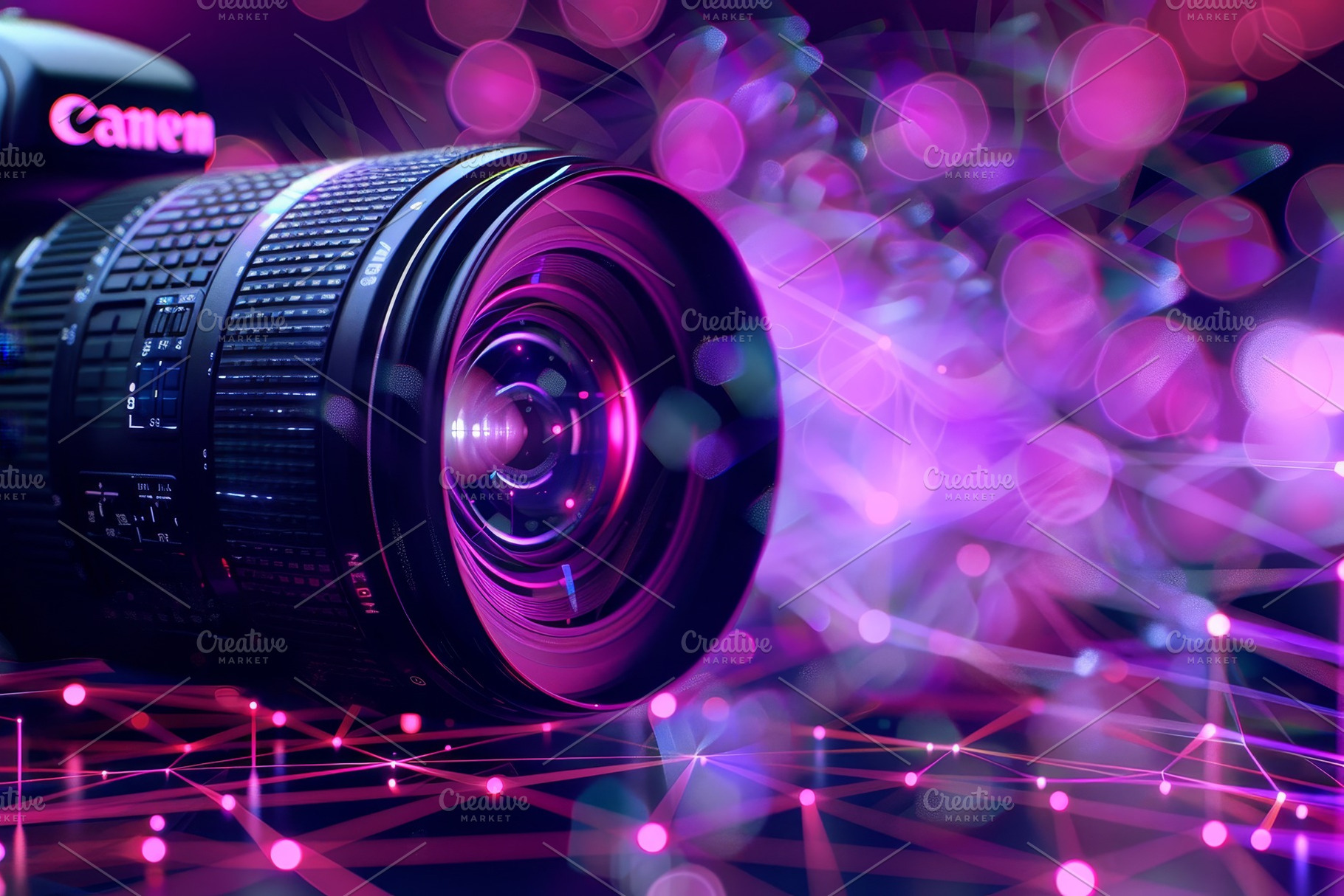 A close-up view of a camera lens fea, a Photo by Tanuart