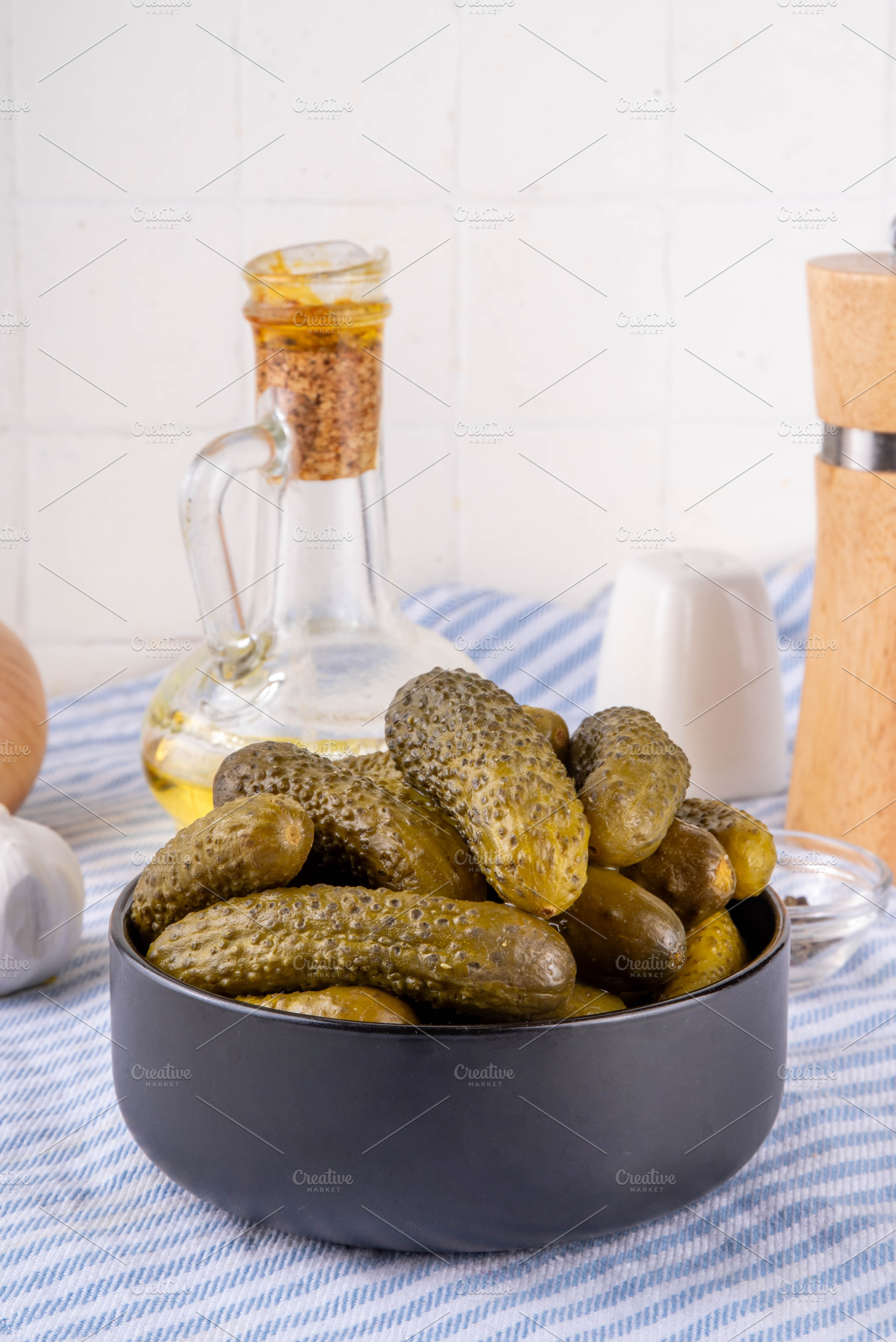 Homemade pickles, pickled gherkins or cucumbers, a Food & Drink Photo by Rimma