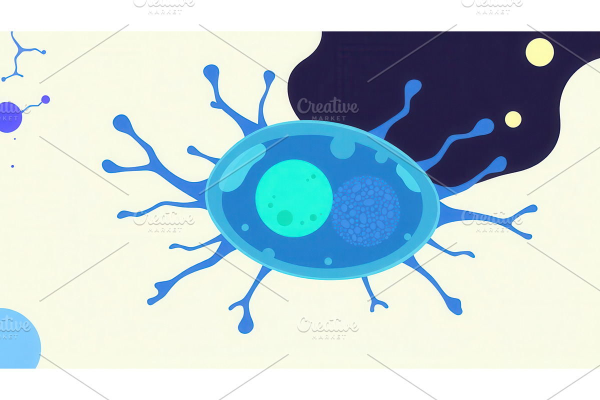 Abstract illustration of a blue cell, an Illustration by tilialucida
