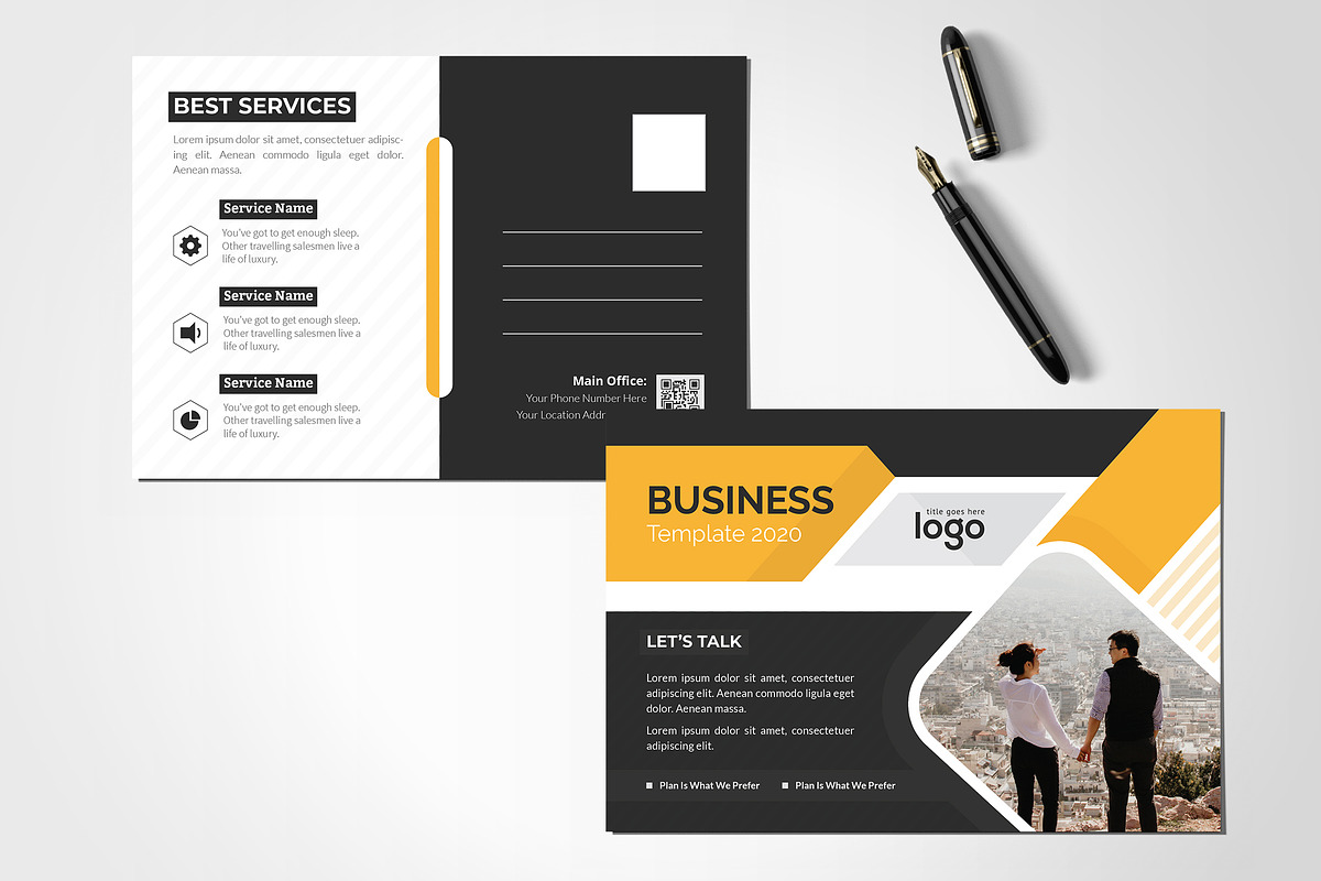 Yellow & Black Post Card Design, a Card Template by ZAAS (Photo 3 of 5)