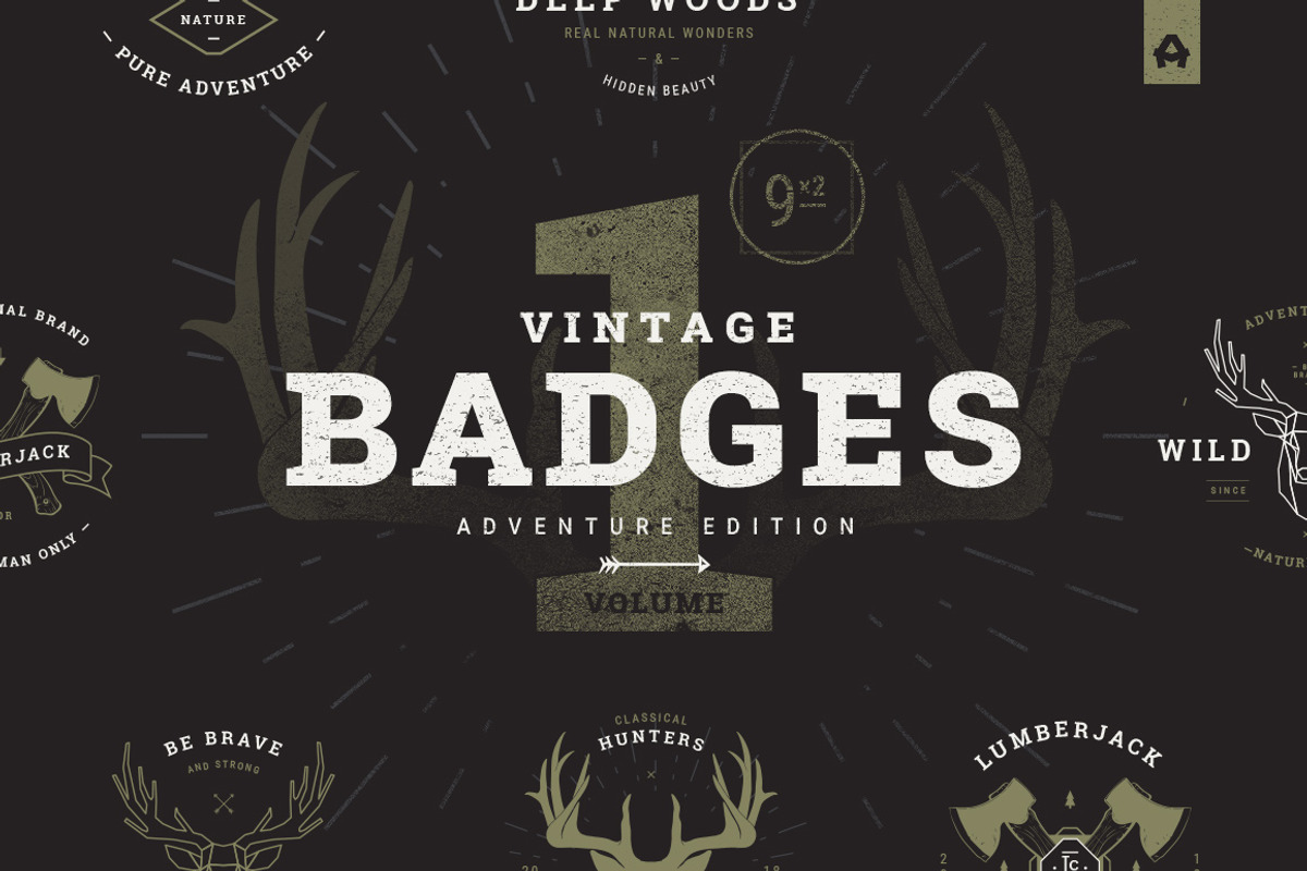 Vintage Badges vol 1, a Branding & Logo Template by blauananas (Photo 1 of 9)