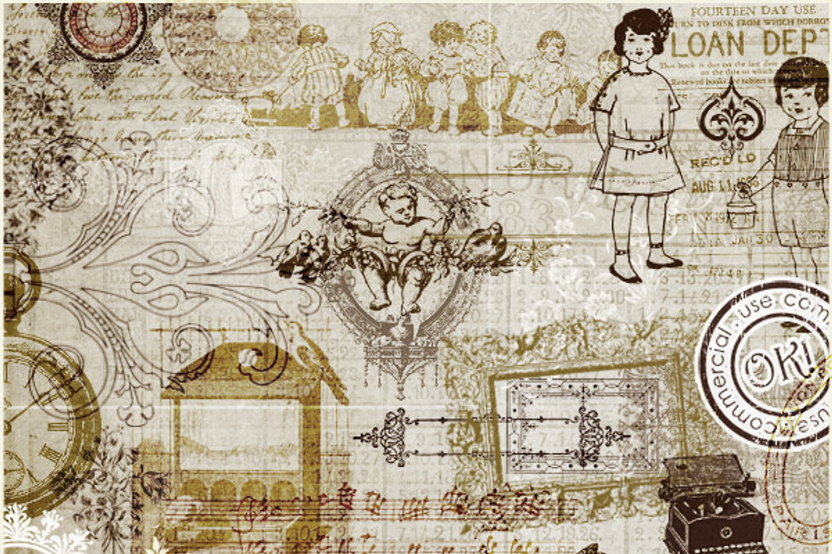 40 Antique Junk Ephemera Brushes, a Brush Add-On by Jodie Lee Studio (Photo 1 of 2)