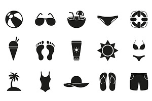 Summer Swim Wear Black Icons, an Object Illustration by Vector Creator