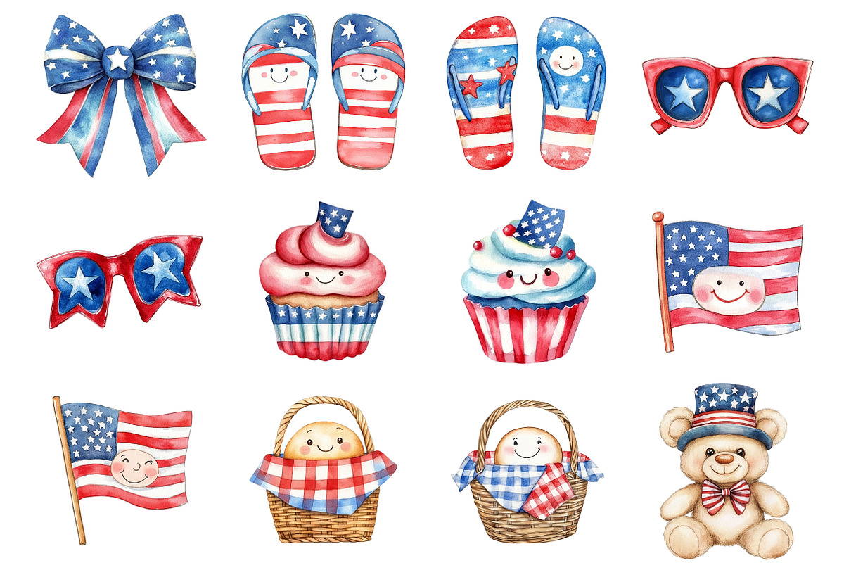 Cute 4th of July Clipart Bundle, a Seasonal Illustration by CitraGraphics (Photo 3 of 6)