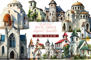 White Church Clipart, an Illustration by DreamArtGraphic