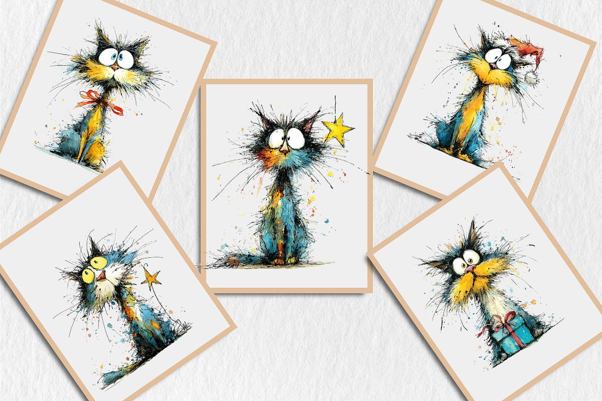 Whimsical Christmas Cat Clipart, an Animal Illustration by Rose Art (Photo 5 of 5)