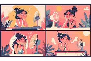 Heatstroke concept. Cartoon woman, an Object Illustration by Stock-Smart-Start