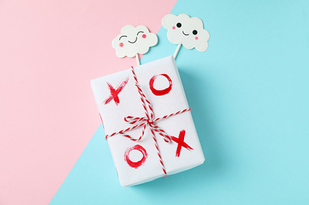 Gift box with XO on two tone background5, an Arts & Entertainment Photo by AtlasStudio PRO