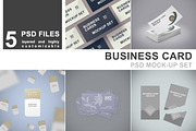 Business Card Mockup Set - 5 PSD, a Print Template by mockupgeek (Thumbnail 1 of 6)