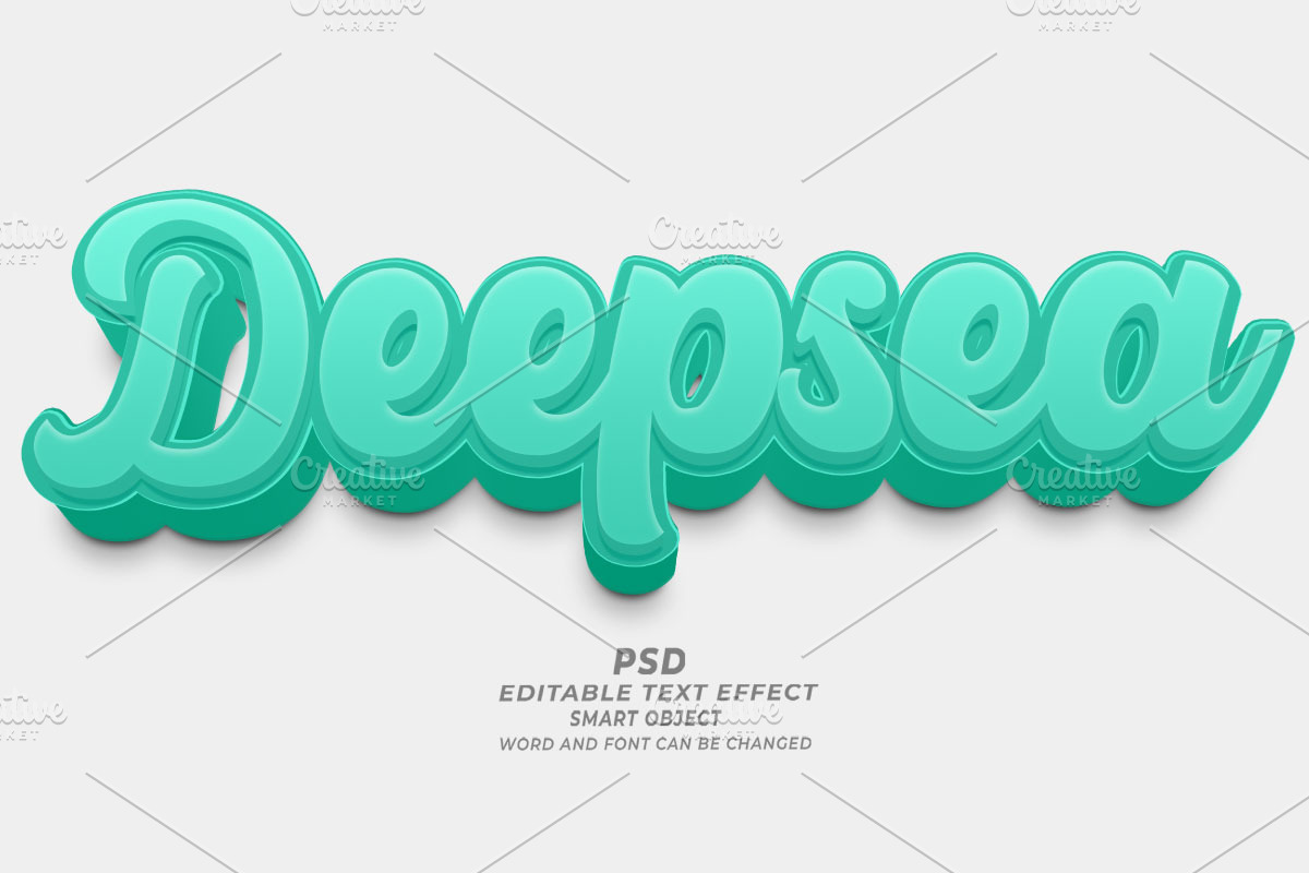 Deepsea 3D Editable Text Effect PSD, a Layer Style Add-On by TrueVector (Photo 1 of 2)