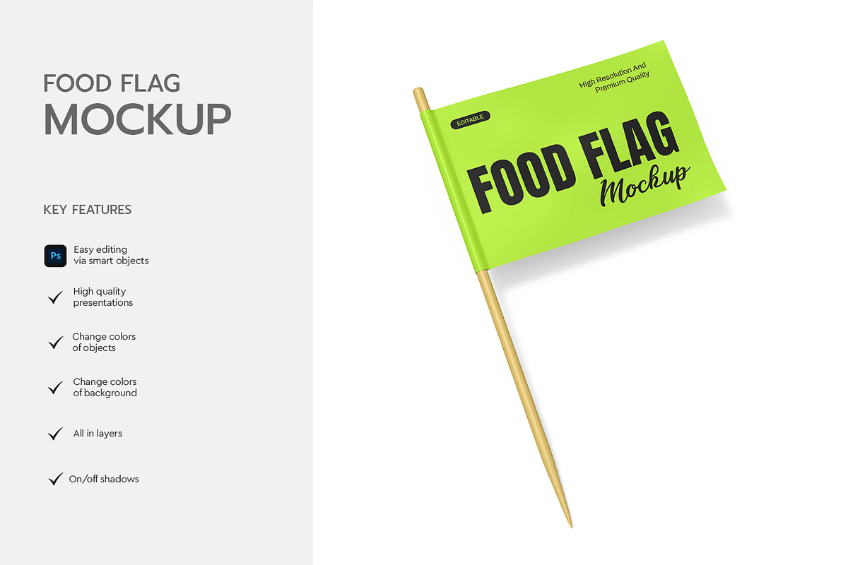 Minimal Food Flag Mockup Template