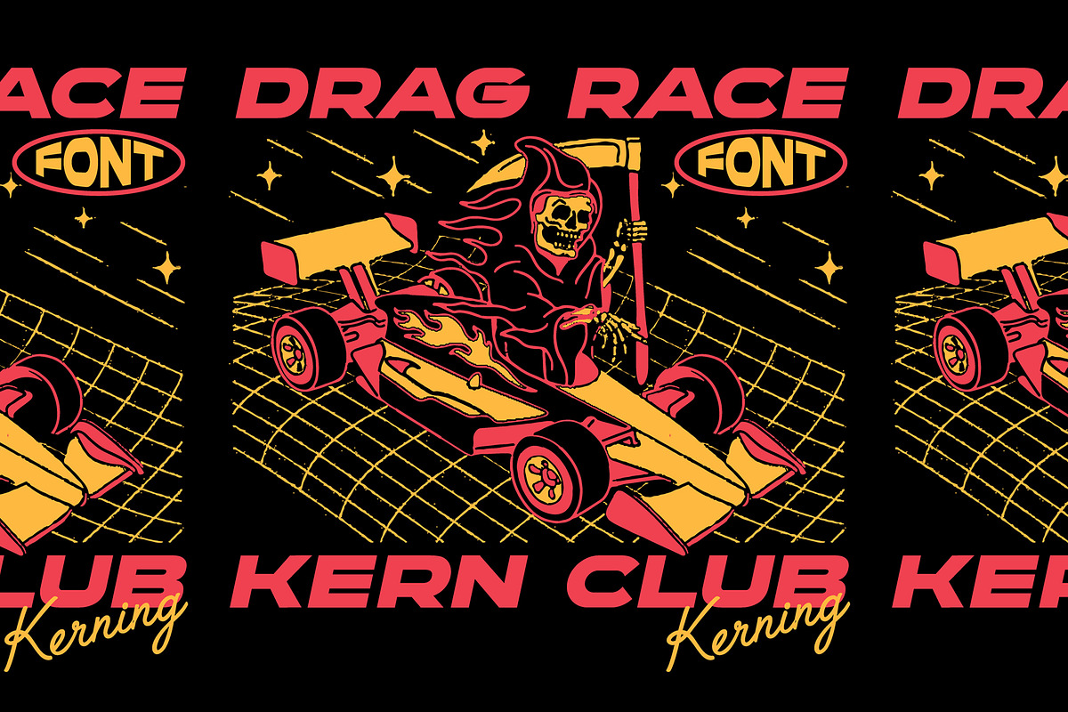 Drag Race Font, a Sans Serif Font by Kern Club (Photo 4 of 4)
