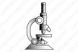 Microscope Retro Vintage Science, an Illustration by Christos Georghiou