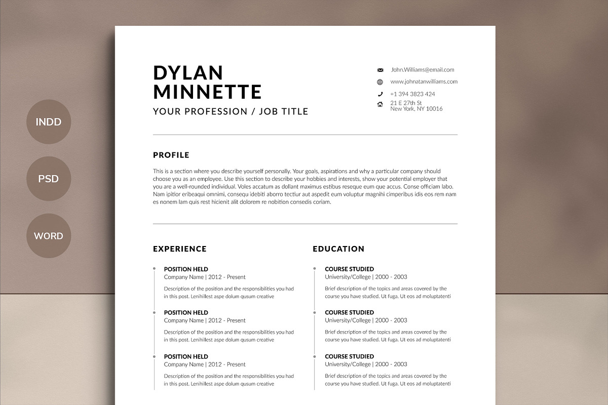 Resume / CV Template, a Resume Template by UX-group (Photo 1 of 7)