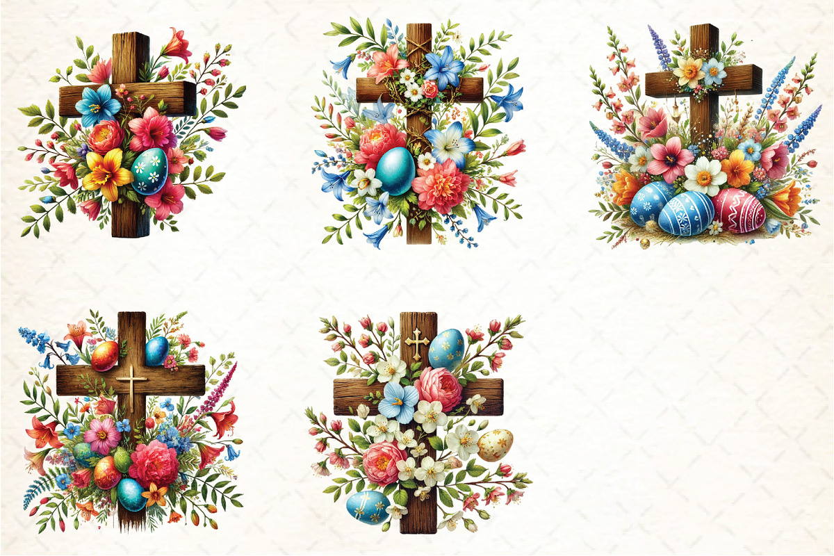 Watercolor Cross And Flowers Easter, an Illustration by DreamCafeArt (Photo 5 of 5)
