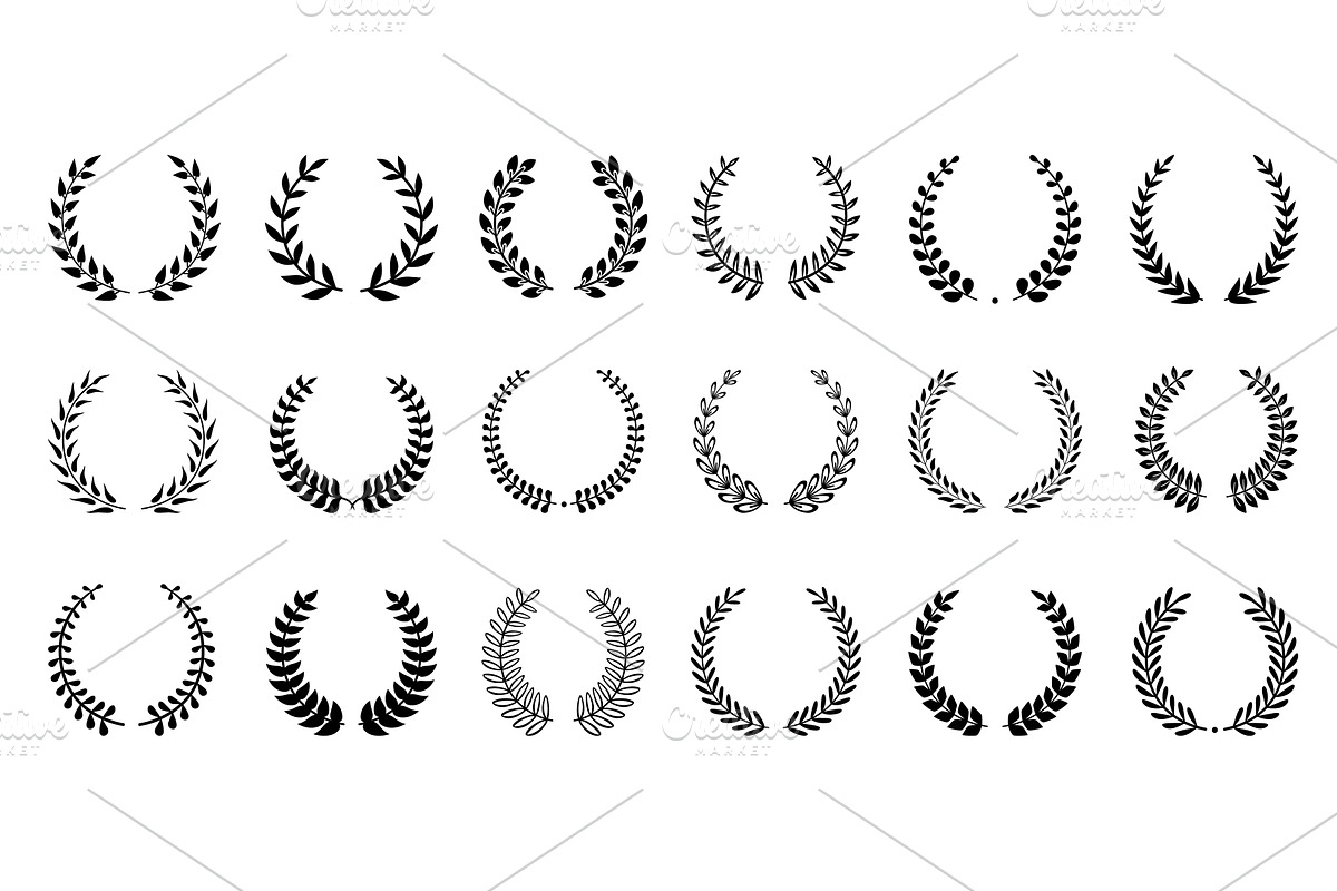 Laurel wreath set. Black wreaths, an Object Illustration by Valerie Bodnar