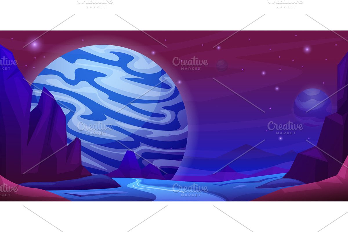 Mystic fantasy landscape. Planet, an Illustration by LadadikArt