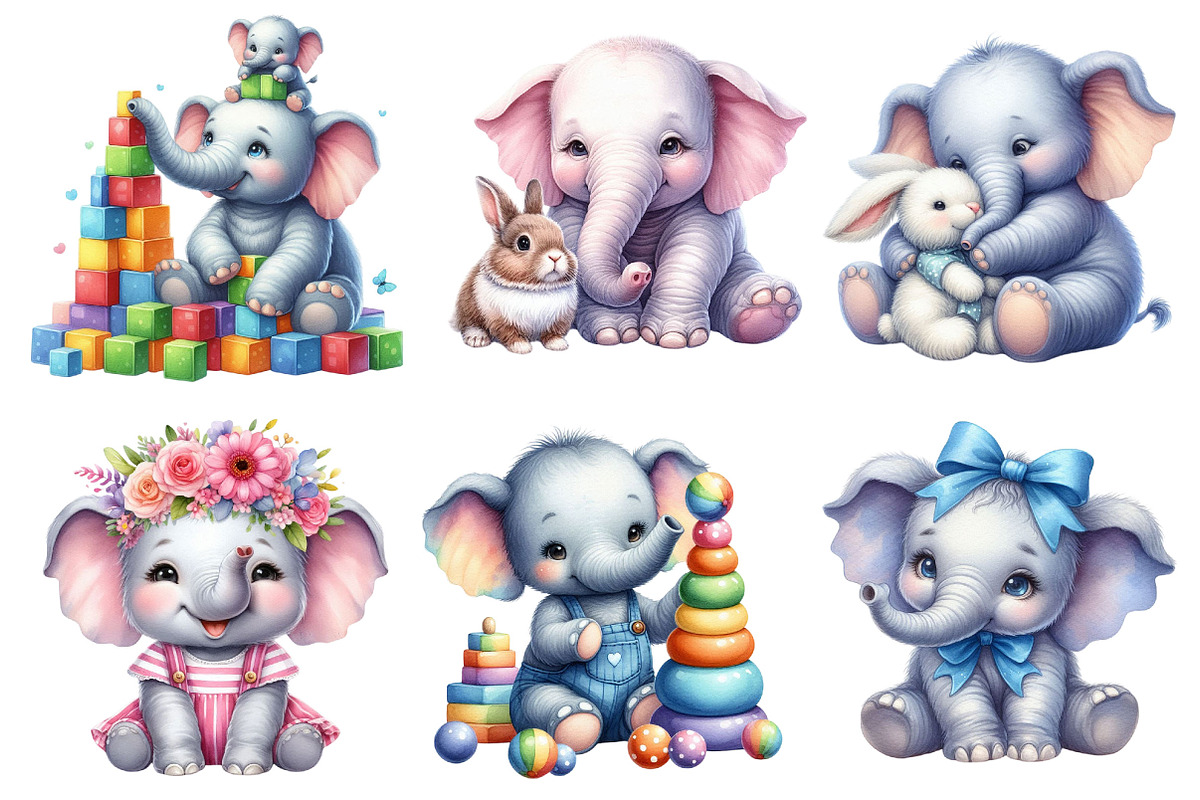 Elephant Baby Nursery Watercolor, a Graphic by CitraGraphics (Photo 2 of 4)