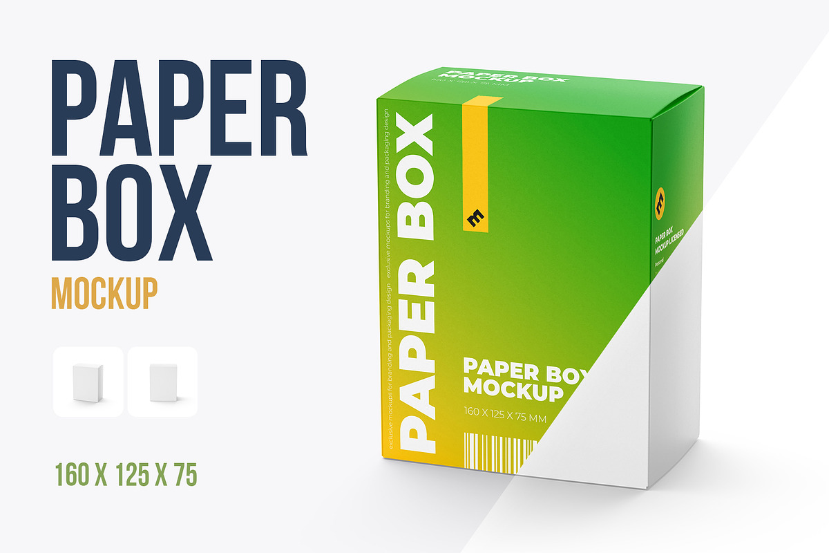 Paper Box Mockup 160x125x75, a Packaging Mockup by easymock (Photo 1 of 11)