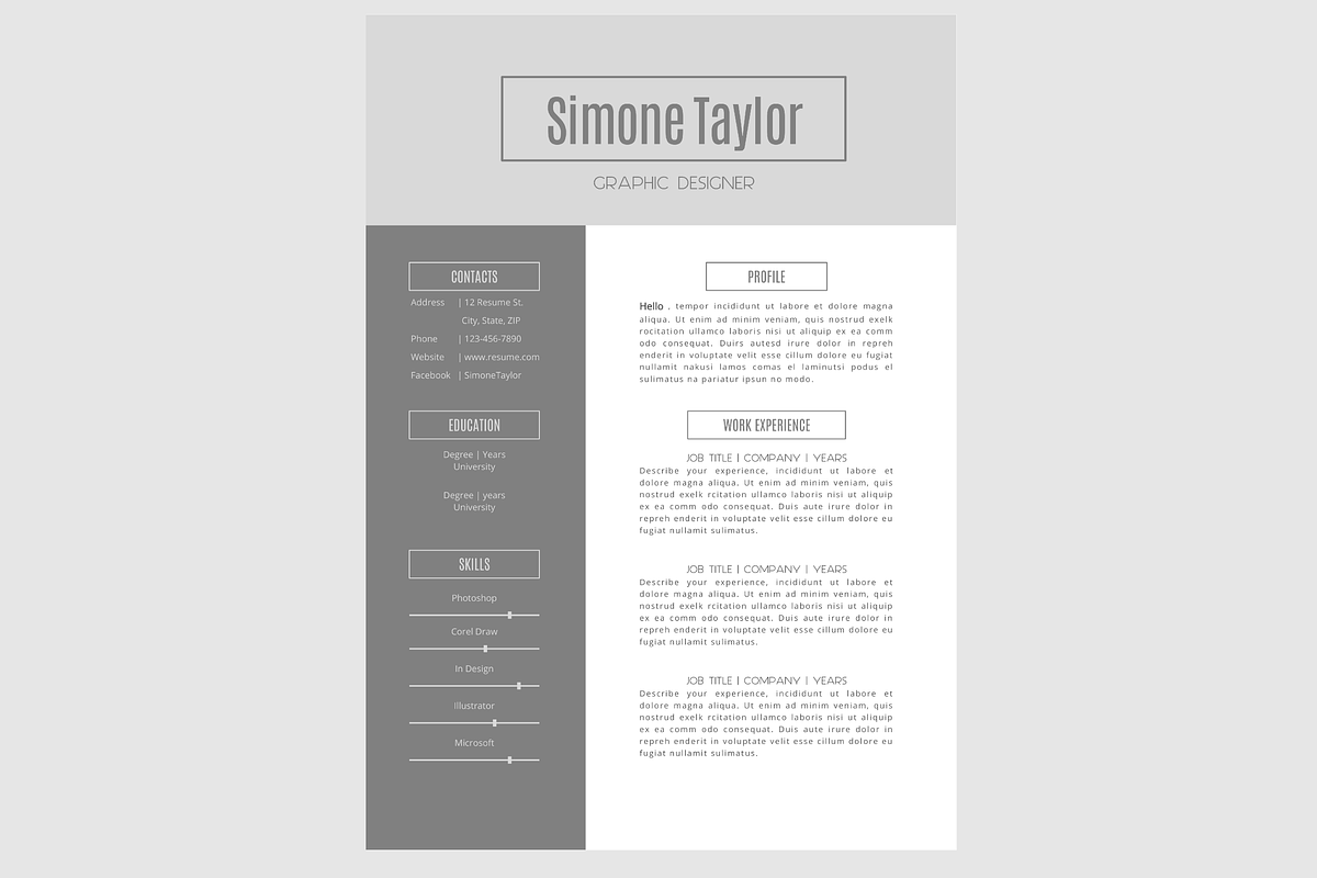 The Simone Resume Pack - Grey, a Resume Template by LeArt (Photo 2 of 4)