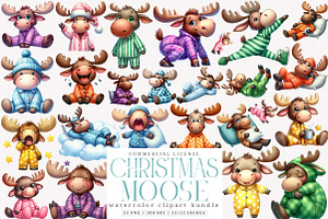Funny Moose Sublimation Clipart, an Illustration by SinaCreation