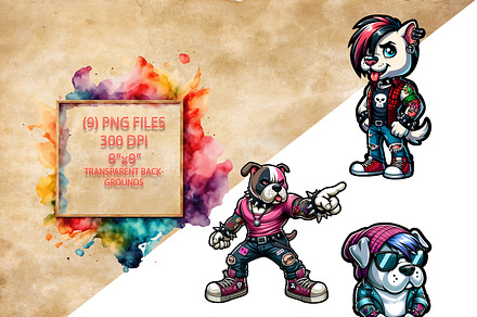 Emo Dogs Clipart Stickers Set, an Animal Illustration by DoubleTwists