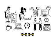 Remote Work Business Icons Set, an Illustration by designvectx (Thumbnail 2 of 3)