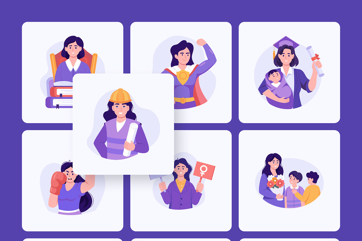 Women's Day Illustration Art Set, a Person Illustration by Creative Stall (Photo 7 of 9)