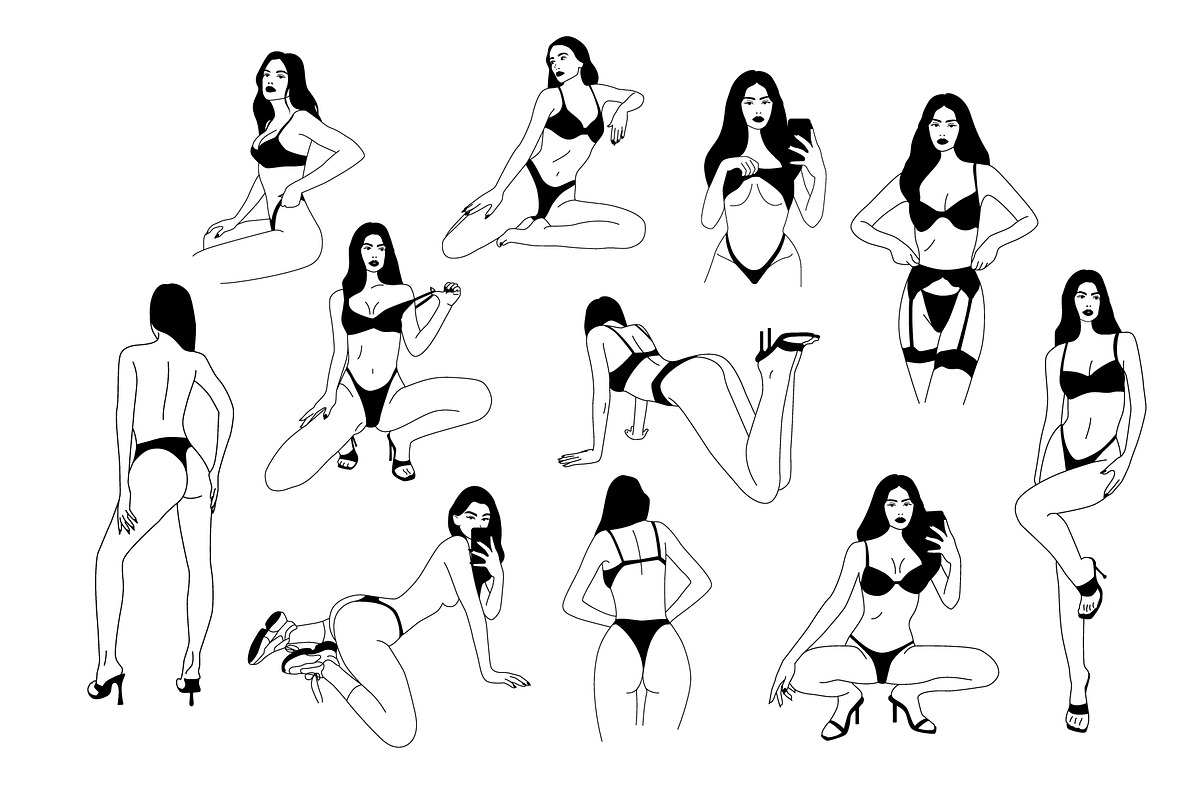 Body aesthetic 40 line art vectors, a Person Illustration by yabluko_draws (Photo 4 of 4)