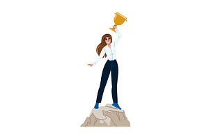 Businesswoman standing on top of, a Person Illustration by pikepicture