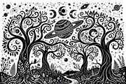 50 Mystical Galaxy Forest Silhouette, a Technology Illustration by Amazin_art (Thumbnail 4 of 21)