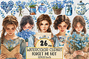 Forget Me Not Watercolor Clipart, a Person Illustration by Rose Art (Thumbnail 1 of 4)