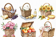 Watercolor Picnic Basket Clipart, an Illustration by Craft Nest (Thumbnail 4 of 6)