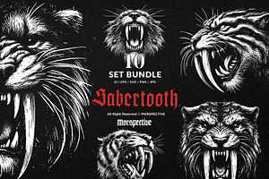 10 Bundle Dark Art Sabertooth, an Illustration by Morspective