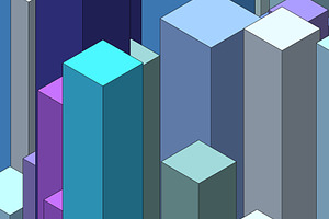 abstract skyscrapers art blues on white black border light, a Photo by WorldOfPhotos