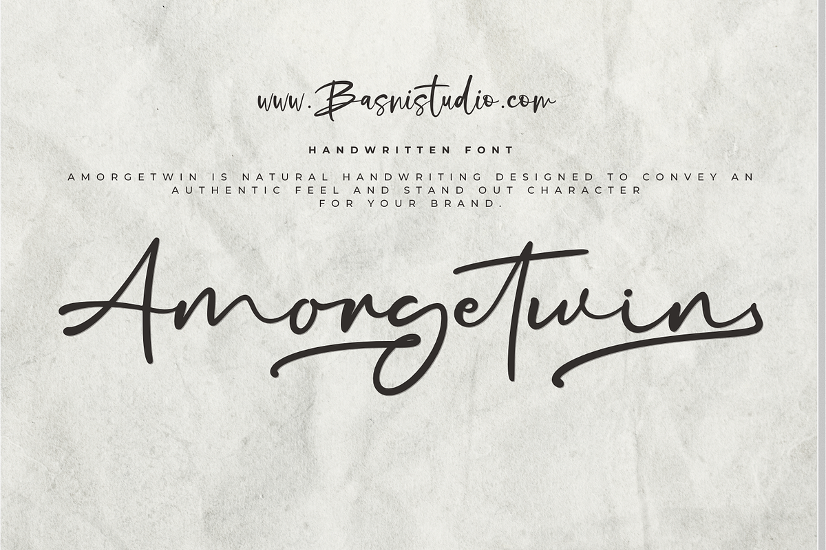Amorgetwin Handwritten Font, a Handwritten Font by Basnistudio (Photo 1 of 10)