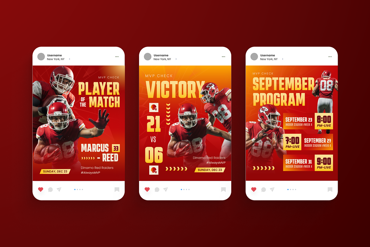 American Football Instagram Post, a Social Media Template by Annora Studio (Photo 4 of 6)