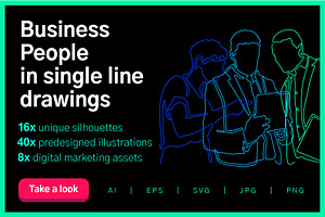 Business people single line drawings