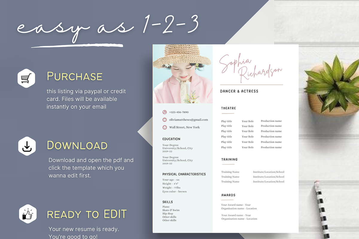 Child Actor Resume Template CANVA, a Resume Template by Climbwithelevator (Photo 6 of 6)