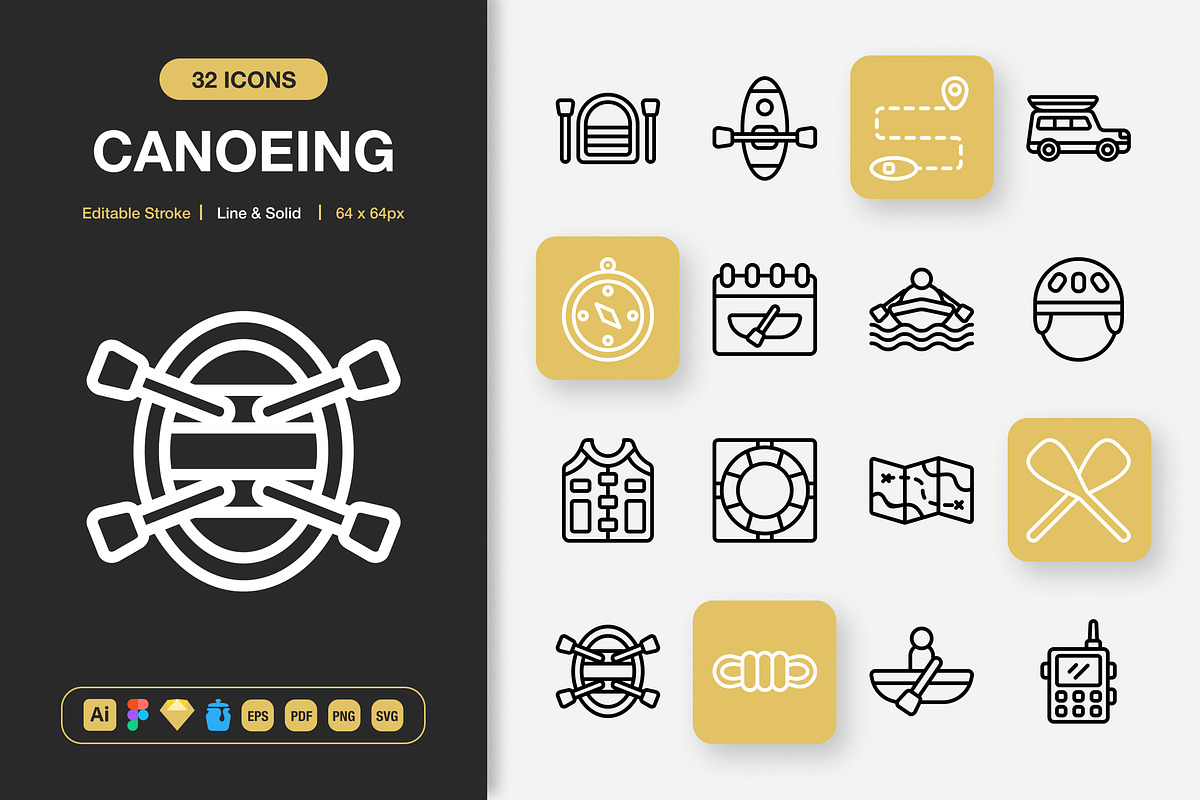Canoeing Icons, an Icon by Spacepixel Creative (Photo 1 of 3)