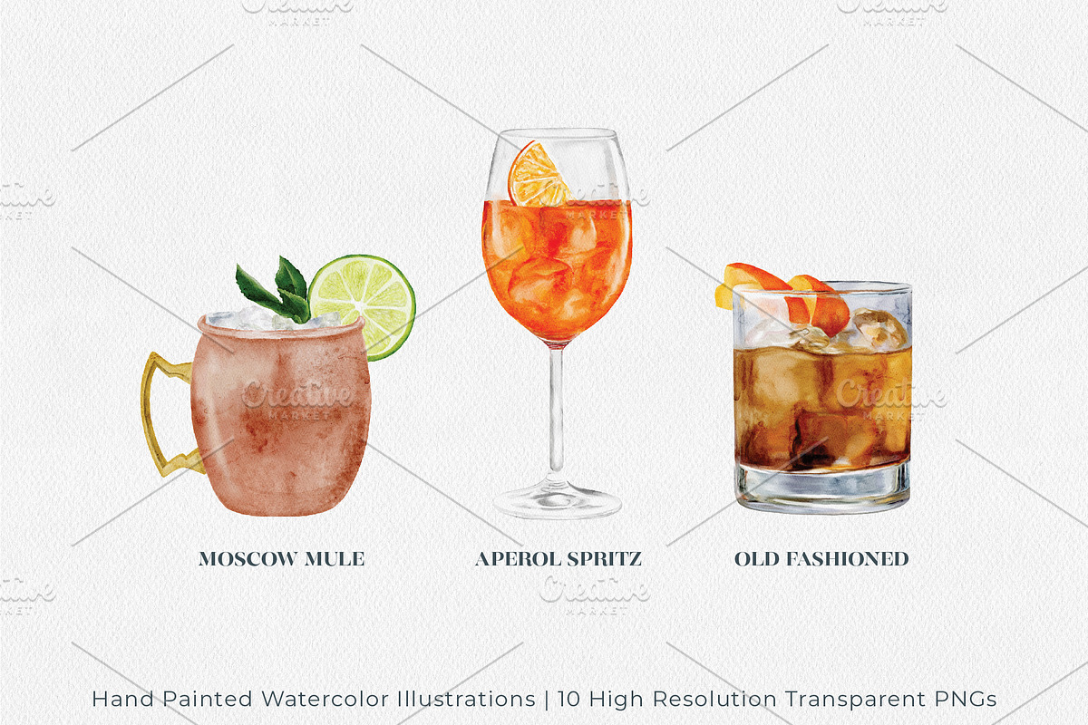 Watercolor Cocktail Illustrations, a Food Illustration by Jeanette Pidi Design (Photo 4 of 5)