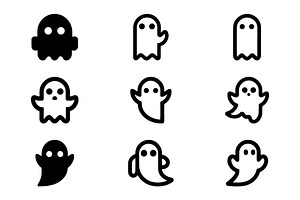 Cute Halloween Ghost Icons, an Icon by Vectorium Studio